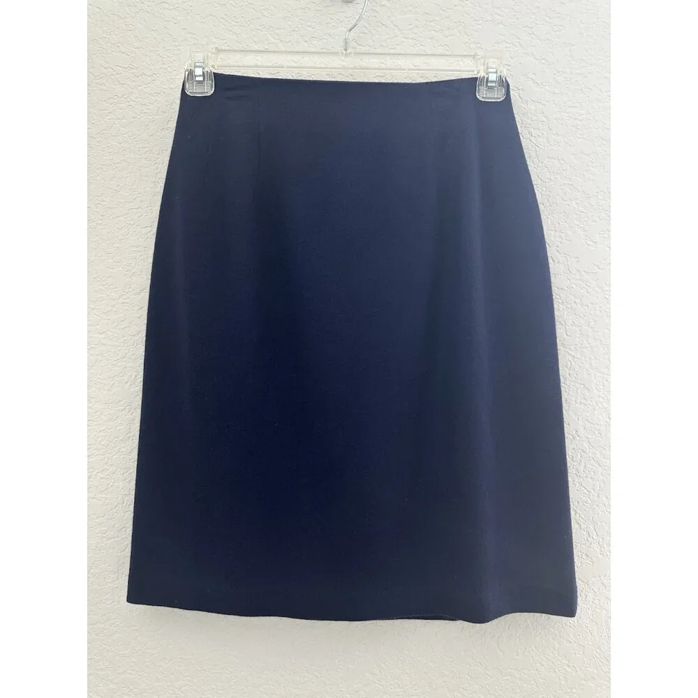 Vtg SAVANNAH 1114 Woolmark Skirt Womens 10 Navy 100% Wool Lined Academia‎ Preppy